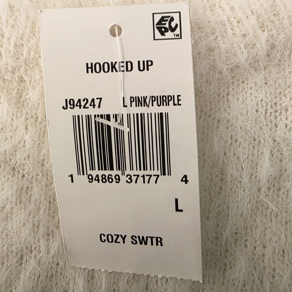 Hooked Up by IOT Print Eyelash Crewneck Sweater L - Picture 8 of 11